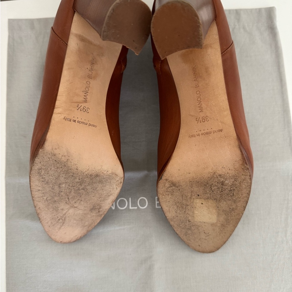 Manolo Blahnik Brusta Brown Leather Ankle Boots - Picture 5 of 8